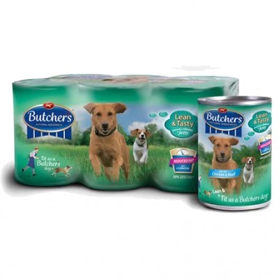 Butchers Lean & Tasty Chunks In Jelly Wet Dog Cans - 6 x 400g